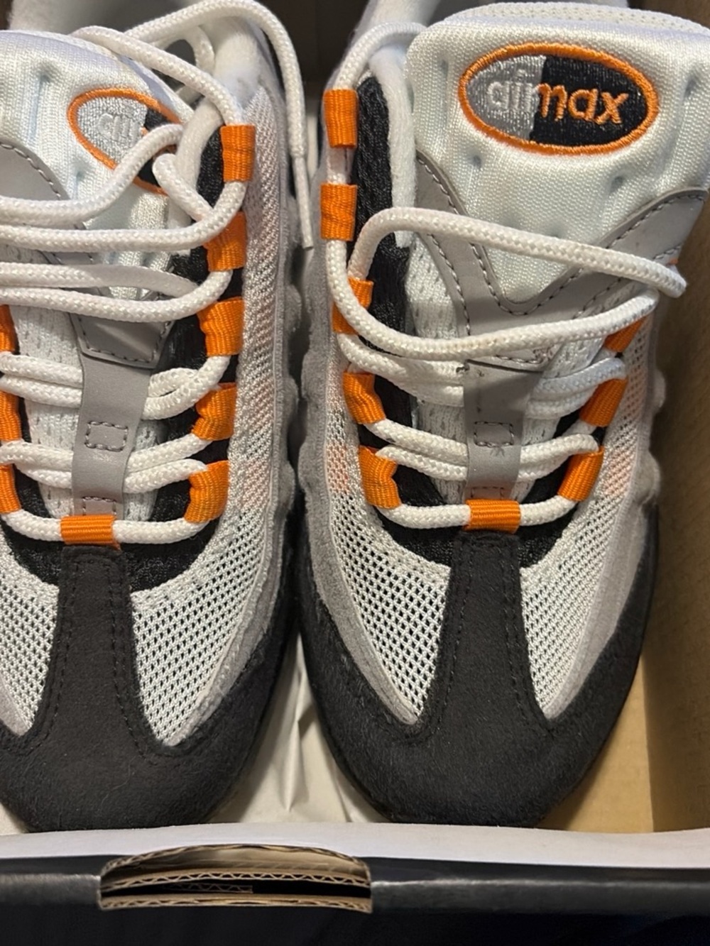 Nike Kids Air Max Sneakers in White, Orange & Black